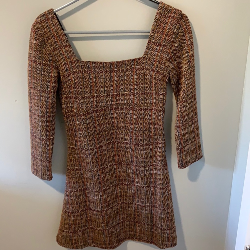 Free People Woven Square Neck Side Zip Mini Dress